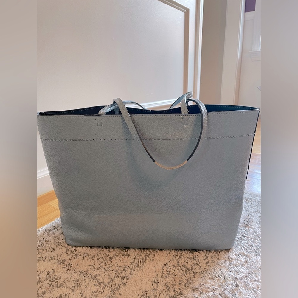 Tory Burch Sky Blue Leather Tote Bag - Picture 3 of 16